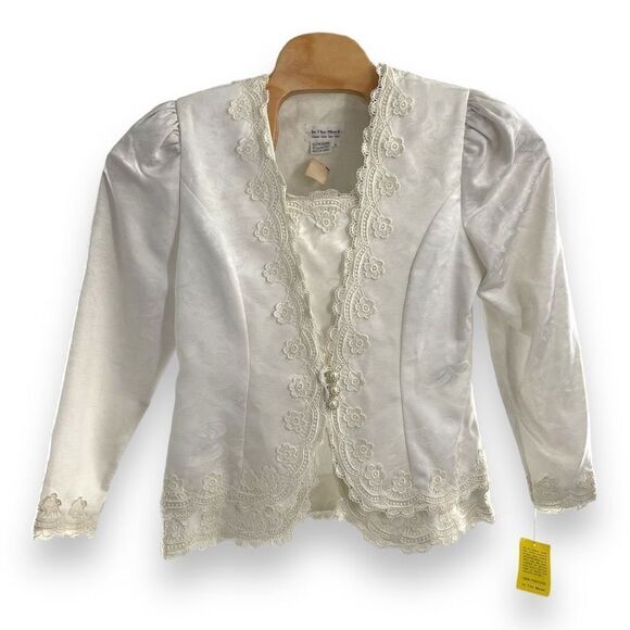 In The Mood Women's Vintage Button Front Blazer Jacket Cream Size 10 NWT - Picture 1 of 4